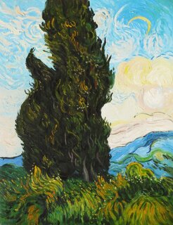 Vincent van Gogh handgemaltes Ölbild auf Leinwand, Zypressen - 70 x 88 cm, als Replikat