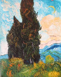 Vincent van Gogh handgemaltes Ölbild auf Leinwand, Zypressen - 100 x 126 cm, als Replikat
