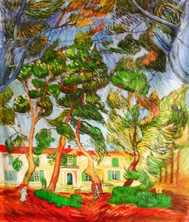 Vincent van Gogh handgemaltes Ölbild auf Leinwand, Bäume im Garten des Hospitals Saint-Paul - 100 x 124 cm, als Replikat