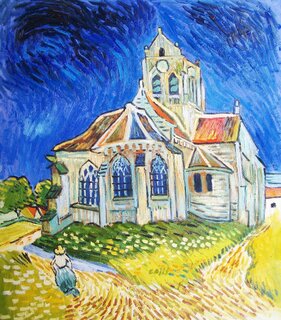 Vincent van Gogh handgemaltes lbild auf Leinwand, Die Kirche von Auvers - 50 x 63 cm, als Replikat