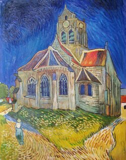 Vincent van Gogh handgemaltes Ölbild auf Leinwand, Die Kirche von Auvers - 100 x 126 cm, als Replikat
