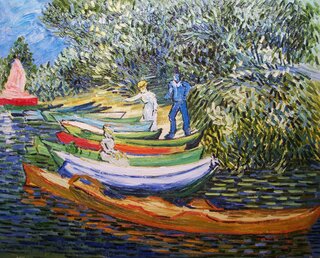 Vincent van Gogh handgemaltes Ölbild auf Leinwand, Am Ufer der Oise in Auvers - 85 x 70 cm, als Replikat
