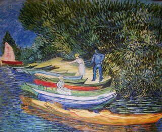 Vincent van Gogh handgemaltes Ölbild auf Leinwand, Am Ufer der Oise in Auvers - 122 x 100 cm, als Replikat